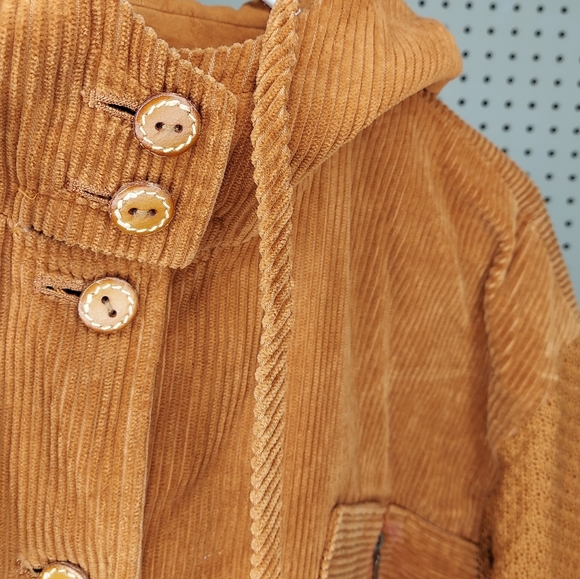 90s Primizia Jacket Corduroy Cable Knit Leather Button Zip Hooded Bomber Rustic - Picture 3 of 9
